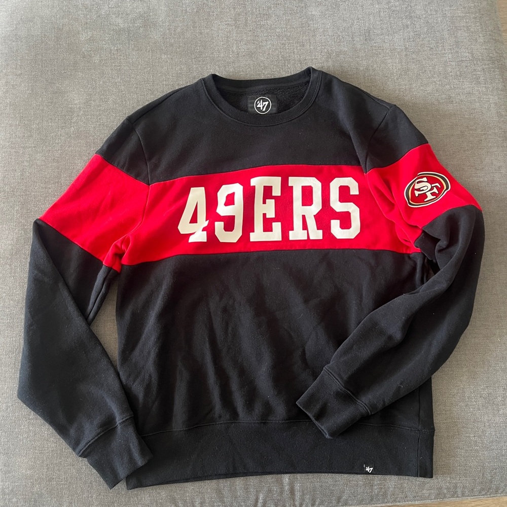 47 Men's Black and Red 49ers Crewneck Sweater size Large